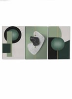 طقم من ٣ لوحات كانفاس على إطار خشبي، تصميم أشكال م...