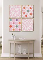 طقم من ٤ لوحات كانفاس مربع على إطار خشبي، تصميم زه...