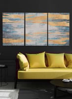 طقم من ٣ لوحات كانفاس على إطار خشبي، تصميم رسم يدو...