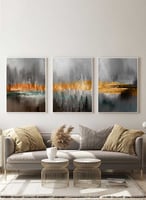 طقم من 3 لوحات كانفاس على إطار خشبي، تصميم فن زيتي...
