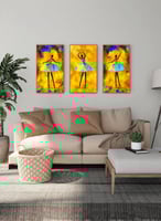 طقم من ٣ لوحات كانفاس على إطار خشبي، تصميم رقصة ال...