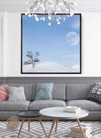 لوحة كانفاس مربع على إطار خشبي، تصميم لقد حل الشتا...