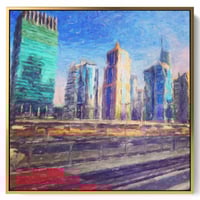 لوحة كانفاس مربع على إطار خشبي، تصميم فن زيتي للمد...