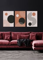 طقم من ٣ لوحات كانفاس على إطار خشبي، تصميم دوائر و...
