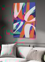 لوحة كانفاس على إطار خشبي بتصميم نمط فني ملون