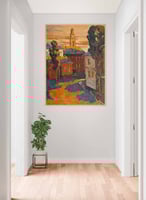 لوحة كانفاس على إطار خشبي، تصميم غروب الشمس على ال...