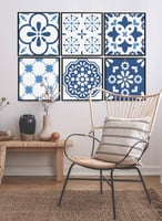 طقم من ٦ لوحات كانفاس مربع على إطار خشبي، تصميم اش...