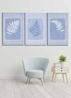 طقم من ٣ لوحات كانفاس على إطار خشبي، تصميم أوراق ن...