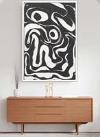 لوحة كانفاس على إطار خشبي بتصميم نمط فني مونوكروم