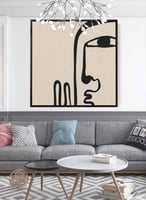 لوحة كانفاس مربع على إطار خشبي، تصميم فن تجريدي لو...