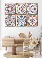 طقم من ٦ لوحات كانفاس مربع على إطار خشبي، تصميم اش...