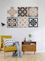 طقم من ٦ لوحات كانفاس مربع على إطار خشبي، تصميم اش...