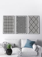 طقم من 3 لوحات كانفاس بتصميم نمط هندسي
