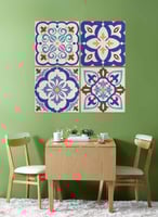 طقم من ٤ لوحات كانفاس مربع على إطار خشبي، تصميم نم...