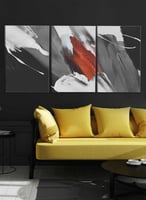 طقم من ٣ لوحات كانفاس على إطار خشبي، تصميم فن زيتي...