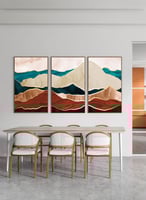 طقم من ٣ لوحات كانفاس على إطار خشبي، تصميم رسم تجر...