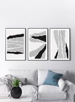 طقم من ٣ لوحات كانفاس على إطار خشبي، تصميم خطوط تج...