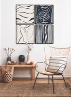 طقم من ٤ لوحات كانفاس مربع على إطار خشبي، تصميم فن...