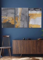 طقم من 3 لوحات كانفاس على إطار خشبي، تصميم جدارية...