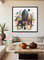 لوحة كانفاس على إطار خشبي بالفن التصوري لتصميم نمط...