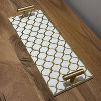 صينية تقديم من الأكريليك بتصميم مزخرف ومقابض معدني...