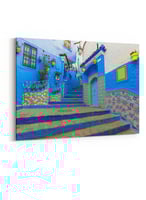 لوحة كانفاس على إطار خشبي لشفشاون المدينة الزرقاء...