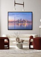 لوحة كانفاس على إطار خشبي لمنظر لمدينة تورنتو في ك...