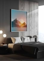 لوحة كانفاس مربع على إطار خشبي، تصميم شروق الشمس ع...