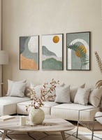 طقم من ٣ لوحات كانفاس على إطار خشبي، تصميم تجريدي...