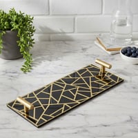 صينية تقديم من الأكريليك بتصميم مزخرف ومقابض معدني...