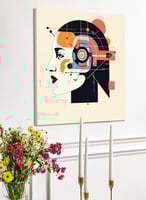 لوحة كانفاس على إطار خشبي بالفن التصوري لتصميم نمط...