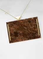 صينية تقديم مصنوعة من الأكريليك بمقابض معدنية ذهبي...