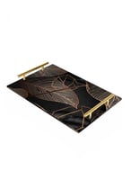 صينية تقديم مصنوعة من الأكريليك بمقابض معدنية ذهبي...