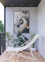 لوحة كانفاس على إطار خشبي، تصميم فن تجريدى لرأس حص...