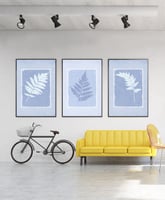 طقم من ٣ لوحات كانفاس على إطار خشبي، تصميم أوراق ن...