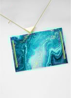 صينية تقديم مصنوعة من الأكريليك بمقابض معدنية ذهبي...