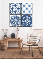 طقم من ٤ لوحات كانفاس مربع على إطار خشبي، تصميم أن...