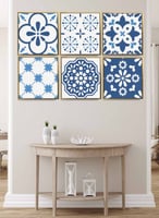 طقم من ٦ لوحات كانفاس مربع على إطار خشبي، تصميم اش...