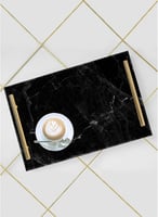 صينية تقديم مصنوعة من الأكريليك بمقابض معدنية ذهبي...