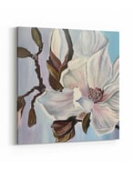 لوحة كانفاس مربع على إطار خشبي، تصميم زهرة جميلة م...