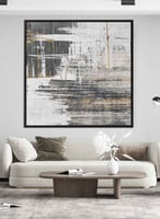 لوحة كانفاس مربع على إطار خشبي، تصميم فن تجريدي، ل...