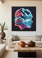 لوحة كانفاس على إطار خشبي بالفن التصوري لتصميم وجه...