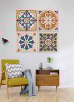 طقم من ٤ لوحات كانفاس مربع على إطار خشبي، تصميم فن...