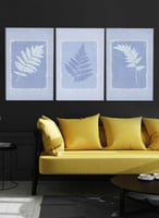 طقم من ٣ لوحات كانفاس على إطار خشبي، تصميم أوراق ن...