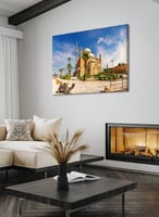 لوحة كانفاس على إطار خشبي لمسجد محمد علي بقلعة صلا...