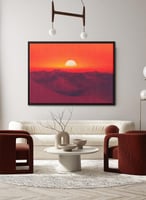 لوحة كانفاس على إطار خشبي لمنظر لغروب الشمس في الص...