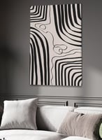 لوحة كانفاس على إطار خشبي بتصميم نمط فني خطوط ومنح...