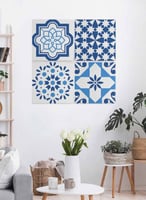 طقم من ٤ لوحات كانفاس مربع على إطار خشبي، تصميم أن...