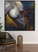 لوحة كانفاس مربع على إطار خشبي، تصميم فن تجريدي عي...