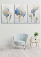 طقم من ٣ لوحات كانفاس على إطار خشبي، تصميم زهرة ال...
